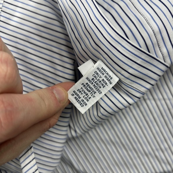 Polo Ralph Lauren Dress Shirt Mens 16 34/35 White Blue Stripe Custom Fit - Picture 4 of 8
